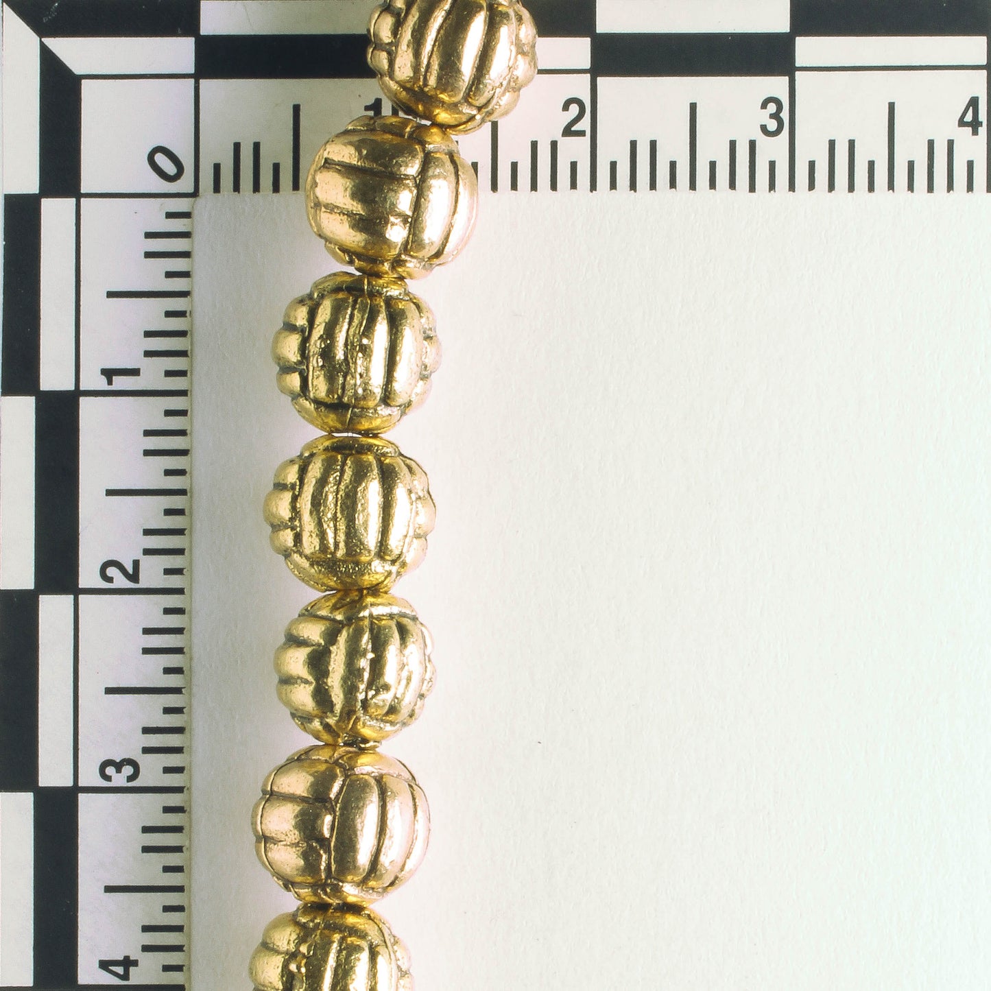 Pewter Beads, Gold Plated - 8" Strand