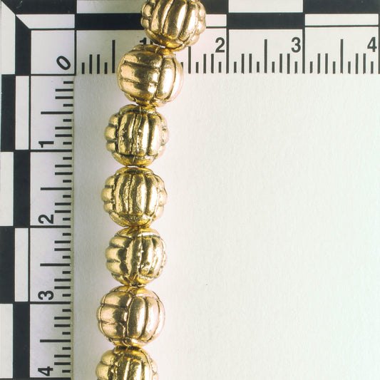 Pewter Beads, Gold Plated - 8" Strand