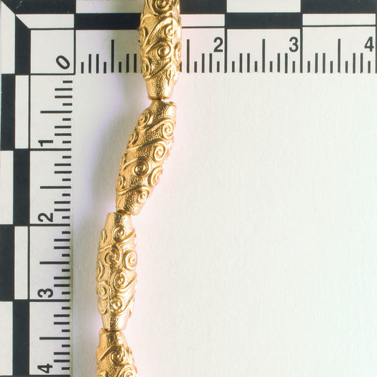 Pewter Beads, Gold Plated - 8" Strand