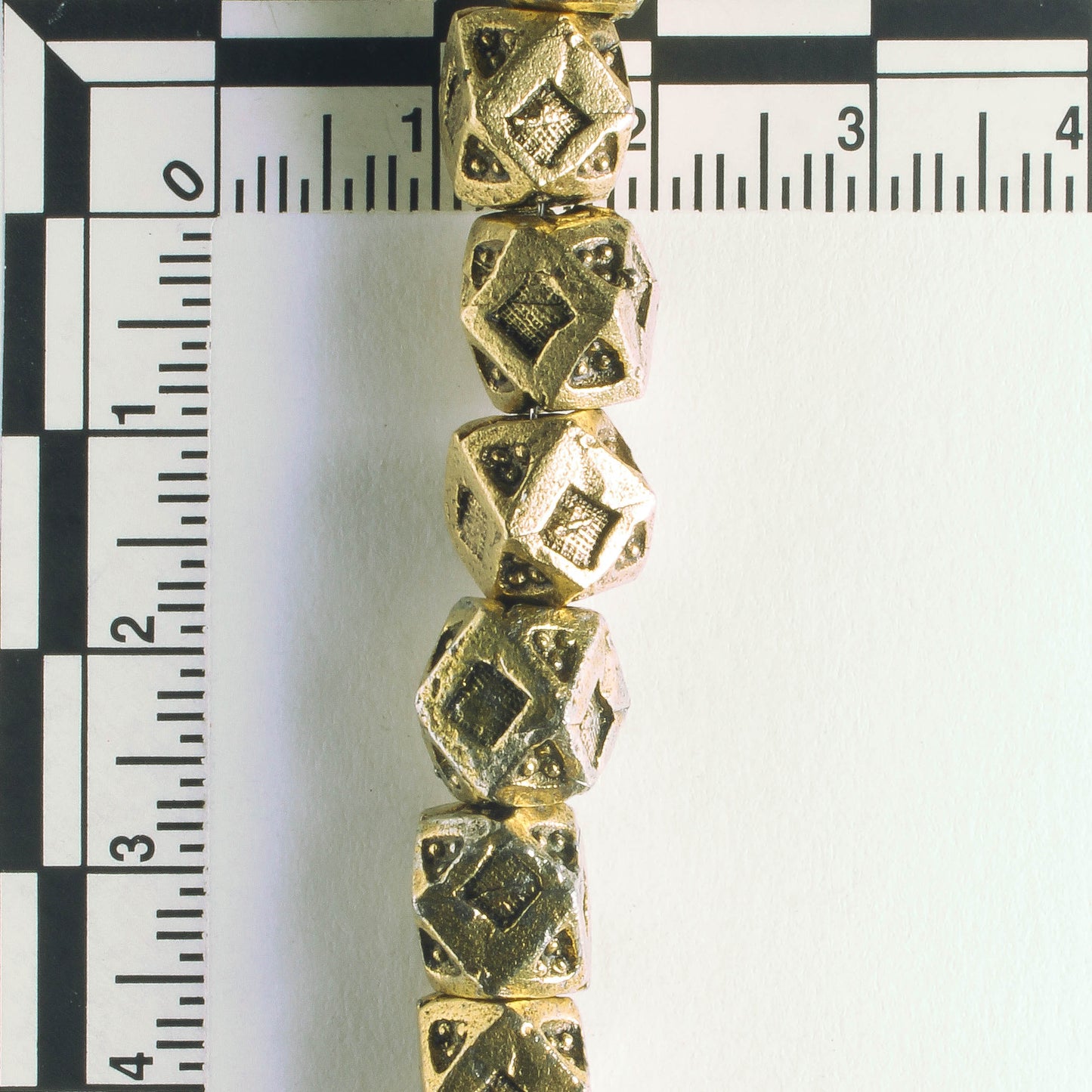 Pewter Beads, Gold Plated - 8" Strand