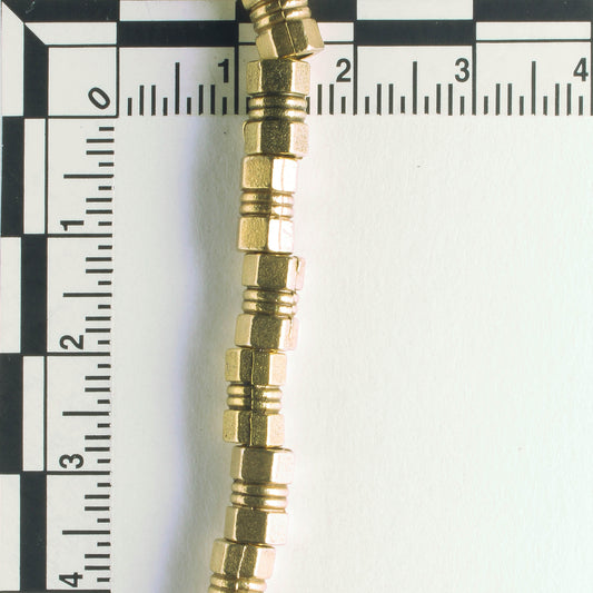 Pewter Beads, Gold Plated - 8" Strand