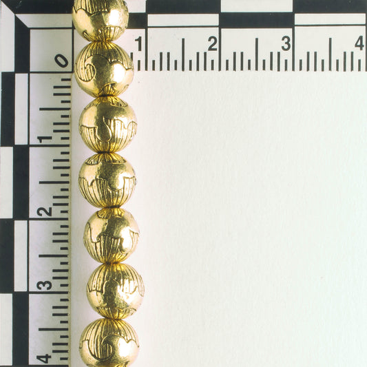 Pewter Beads, Gold Plated - 8" Strand
