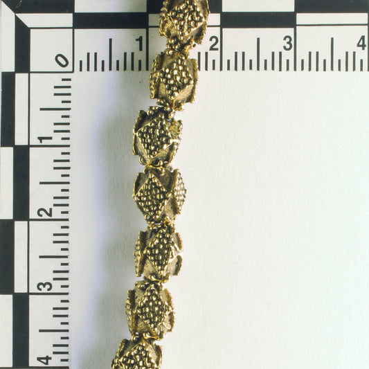 Pewter Beads, Gold Plated - 8" Strand