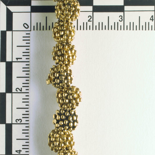 Pewter Beads, Gold Plated - 8" Strand