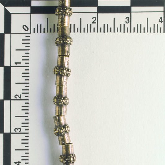 Pewter Beads, Brass Plated - 8" Strand