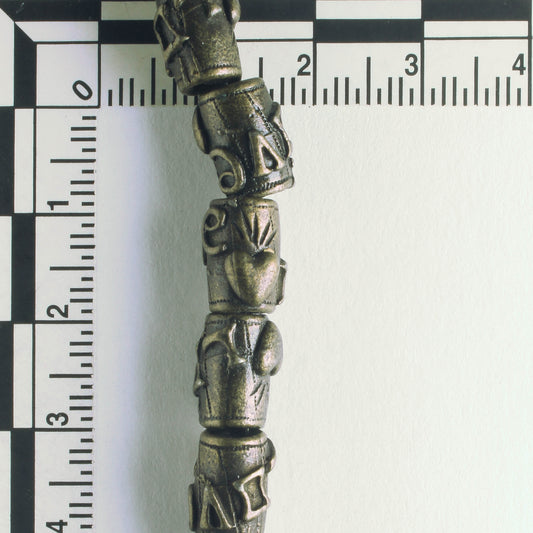Pewter Beads, Brass Plated - 8" Strand