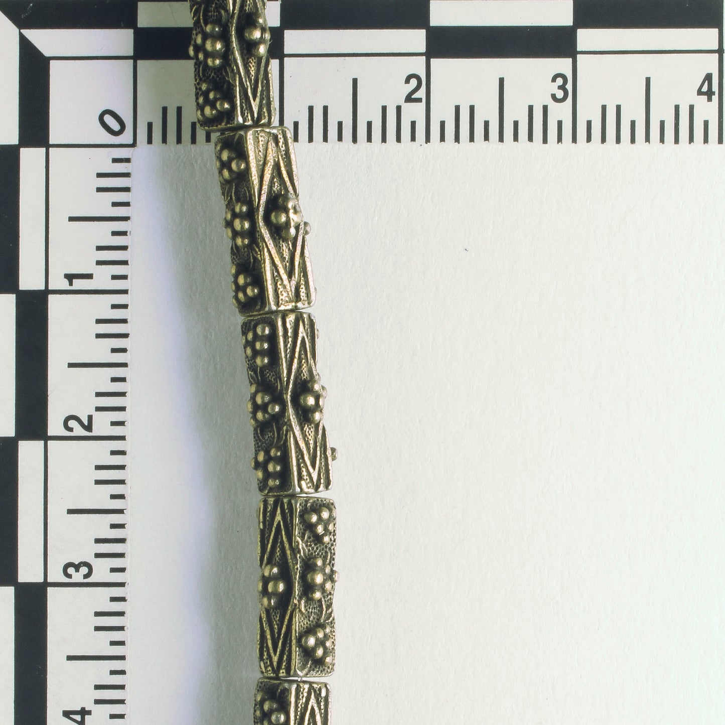 Pewter Beads, Brass Plated - 8" Strand