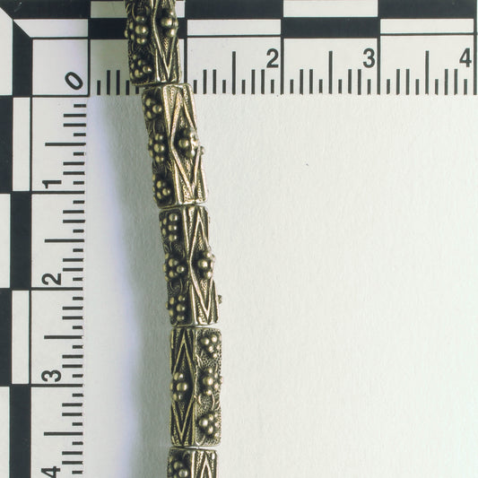 Pewter Beads, Brass Plated - 8" Strand