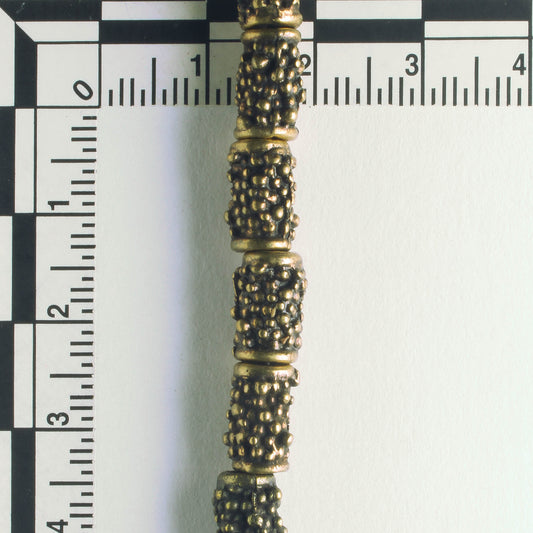 Pewter Beads, Brass Plated - 8" Strand