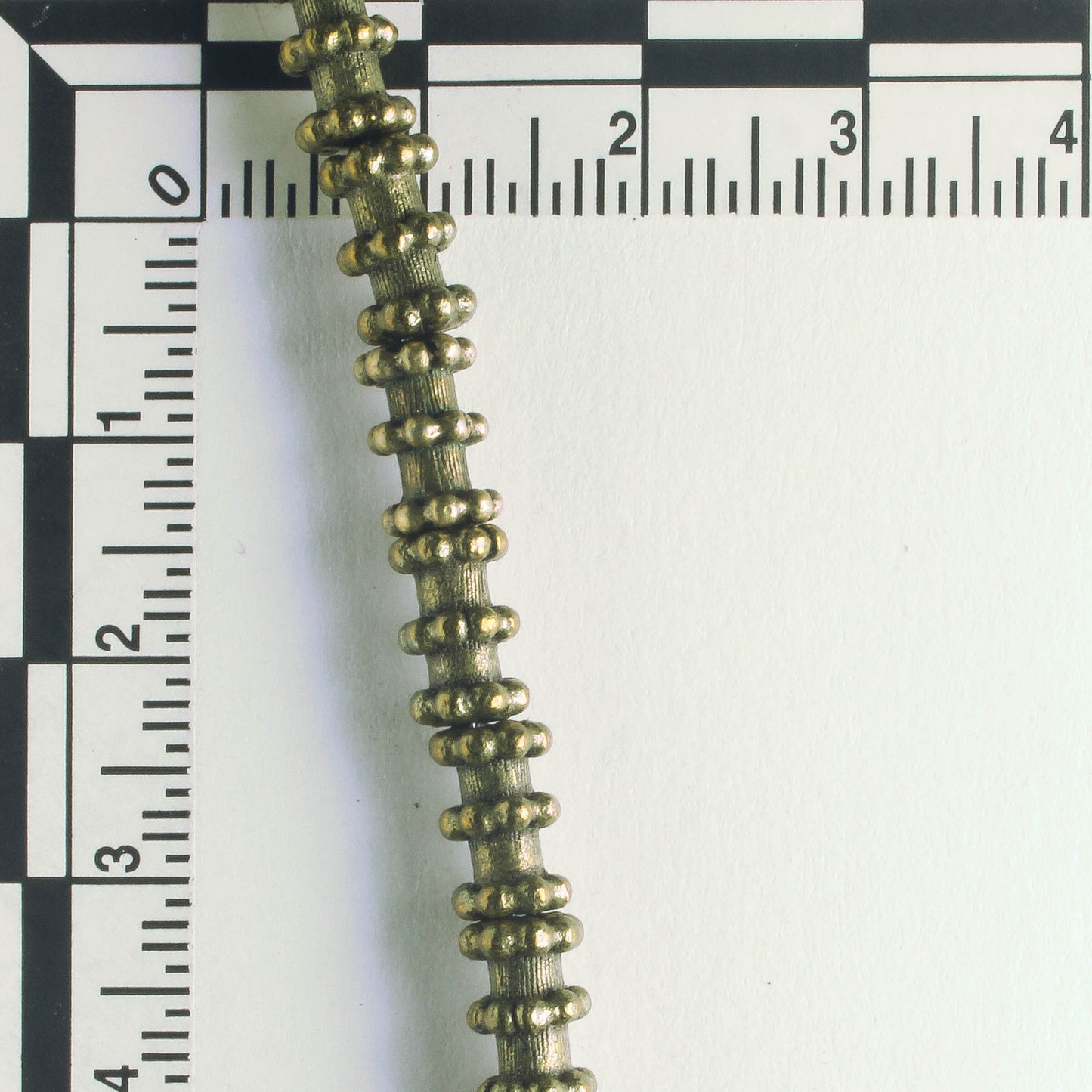 Pewter Beads, Brass Plated - 8" Strand