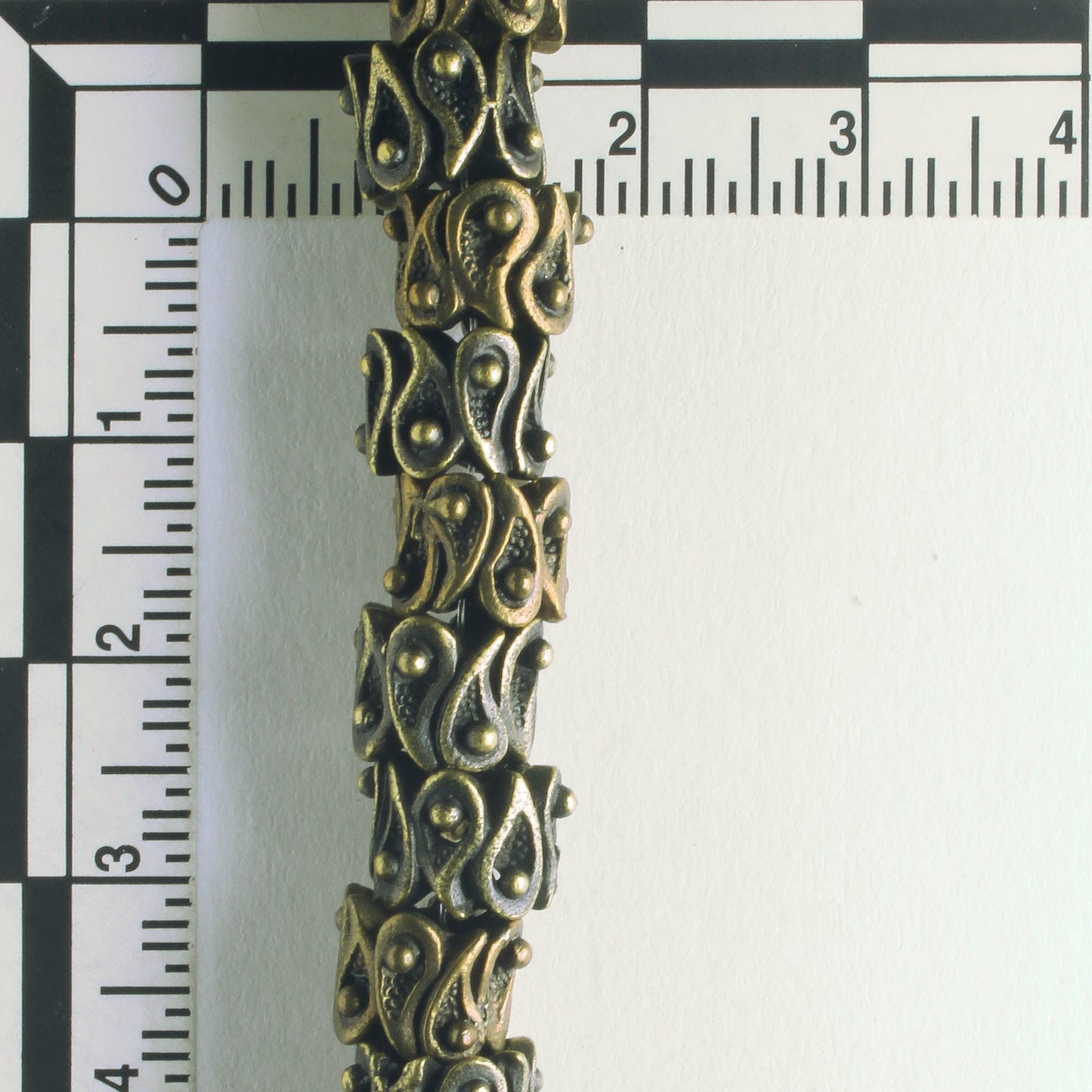 Pewter Beads, Brass Plated - 8" Strand