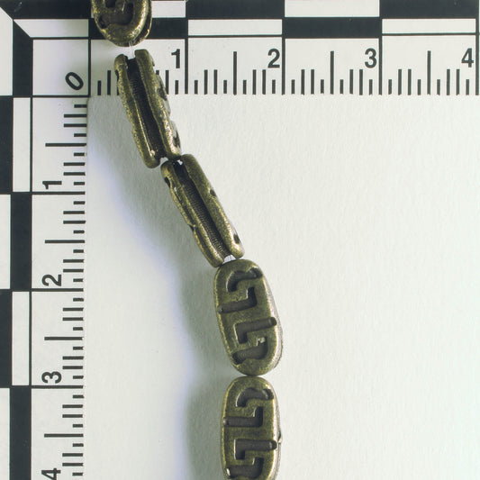 Pewter Beads, Brass Plated - 8" Strand