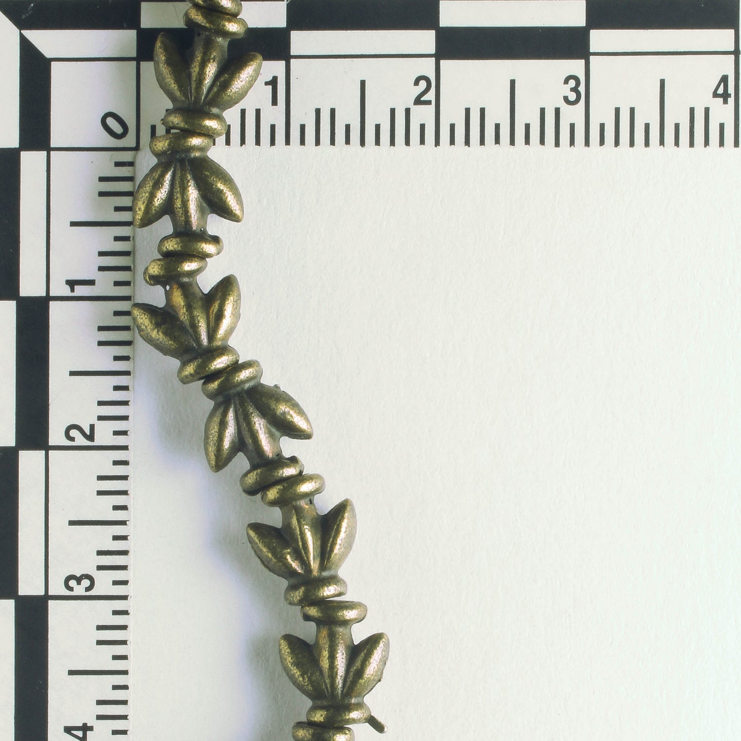 Pewter Beads, Brass Plated - 8" Strand