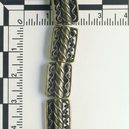 Pewter Beads, Brass Plated - 8" Strand