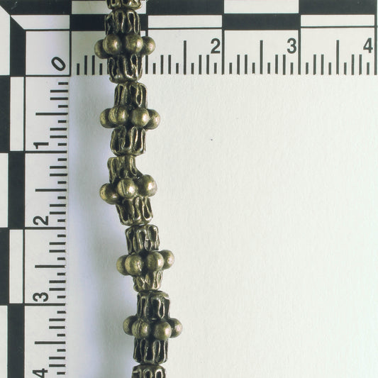 Pewter Beads, Brass Plated - 8" Strand