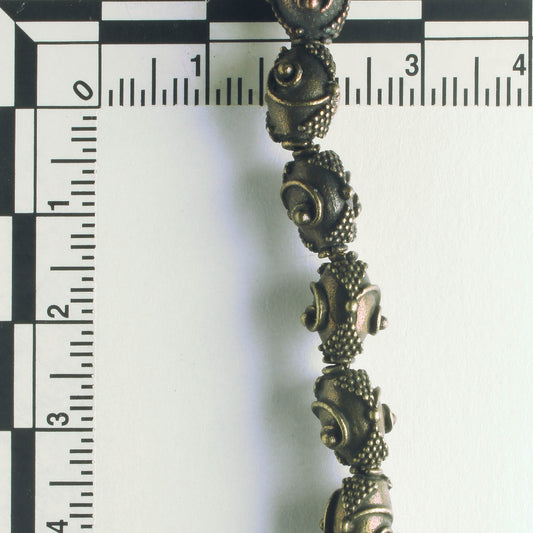 Pewter Beads, Brass Plated - 8" Strand