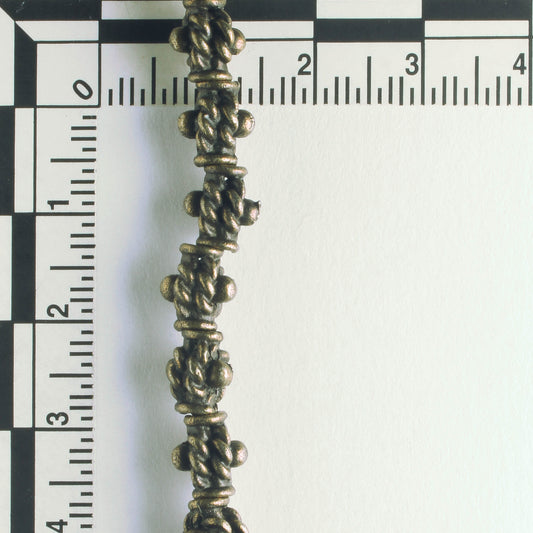Pewter Beads, Brass Plated - 8" Strand
