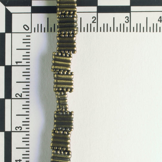 Pewter Beads, Brass Plated - 8" Strand