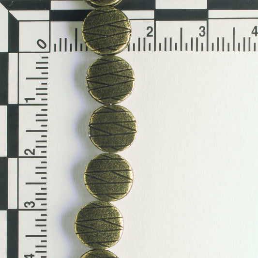 Pewter Beads, Brass Plated - 8" Strand