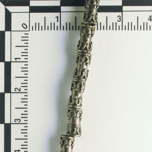 Pewter Beads, Brass Plated - 8" Strand