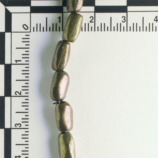Pewter Beads, Brass Plated - 8" Strand