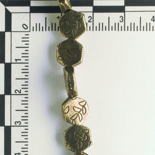 Pewter Beads, Brass Plated - 8" Strand