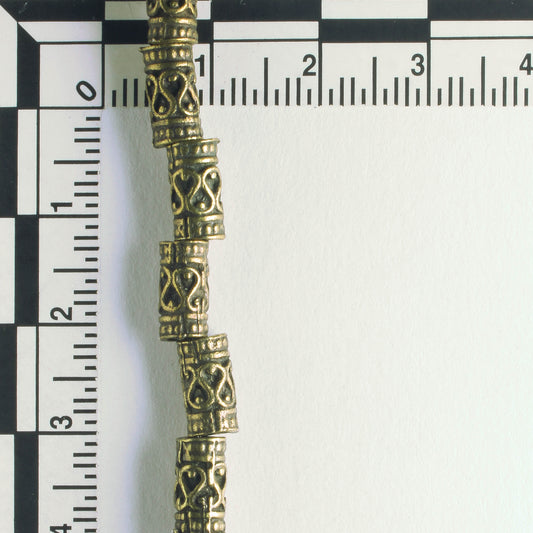 Pewter Beads, Brass Plated - 8" Strand