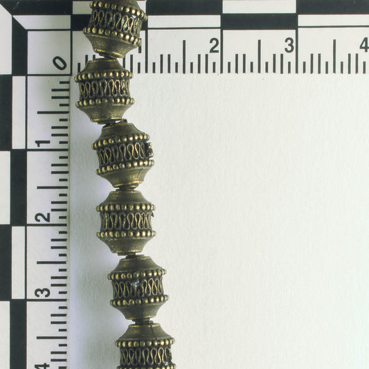 Pewter Beads, Brass Plated - 8" Strand