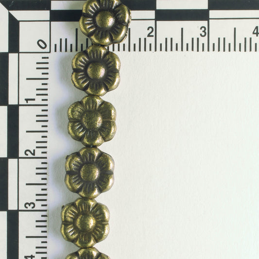 Pewter Beads, Brass Plated - 8" Strand