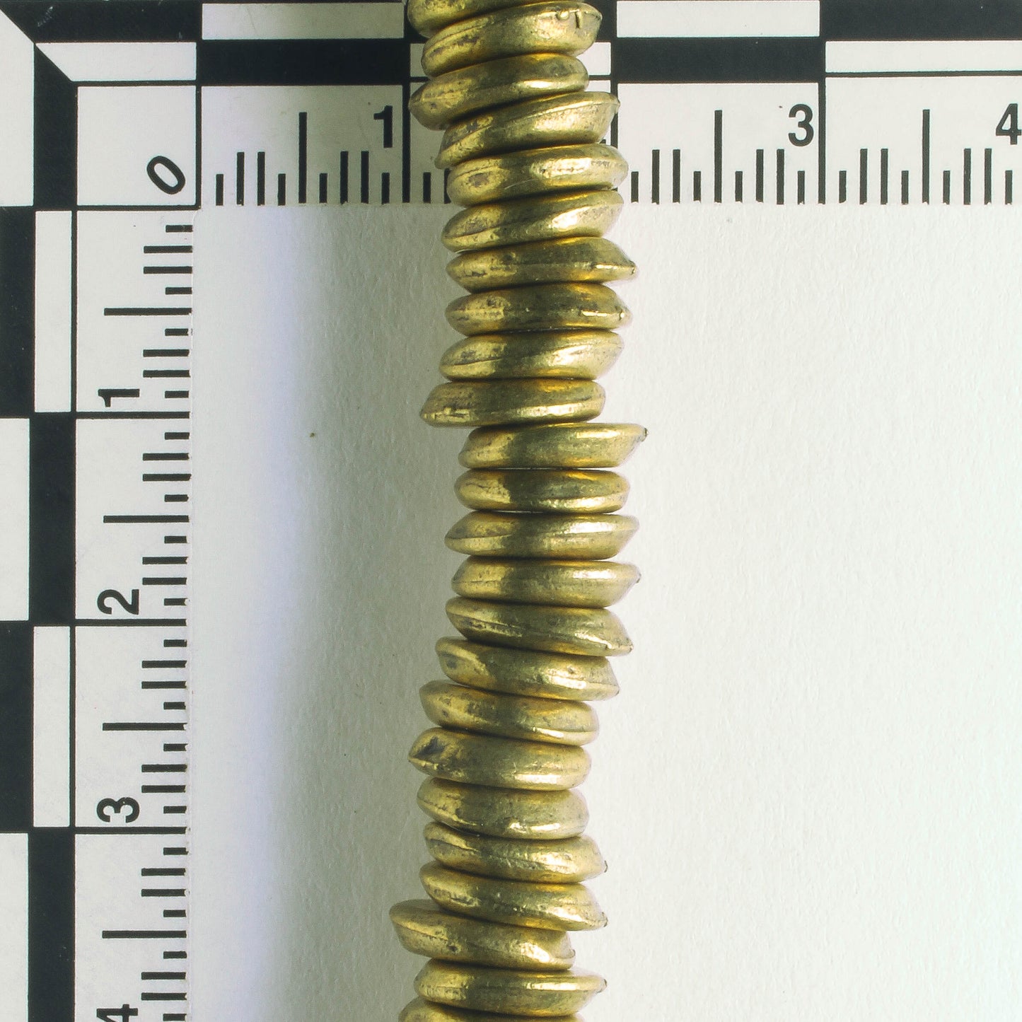 Pewter Beads, Brass Plated - 8" Strand