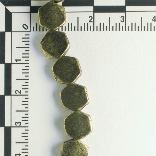 Pewter Beads, Brass Plated - 8" Strand