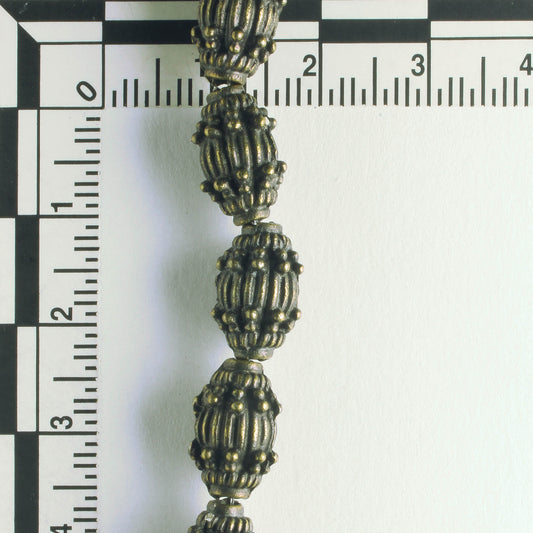 Pewter Beads, Brass Plated - 8" Strand