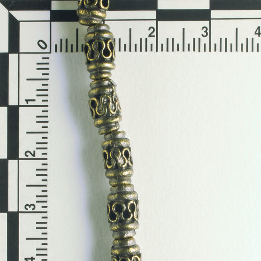 Pewter Beads, Brass Plated - 8" Strand