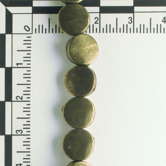Pewter Beads, Brass Plated - 8" Strand