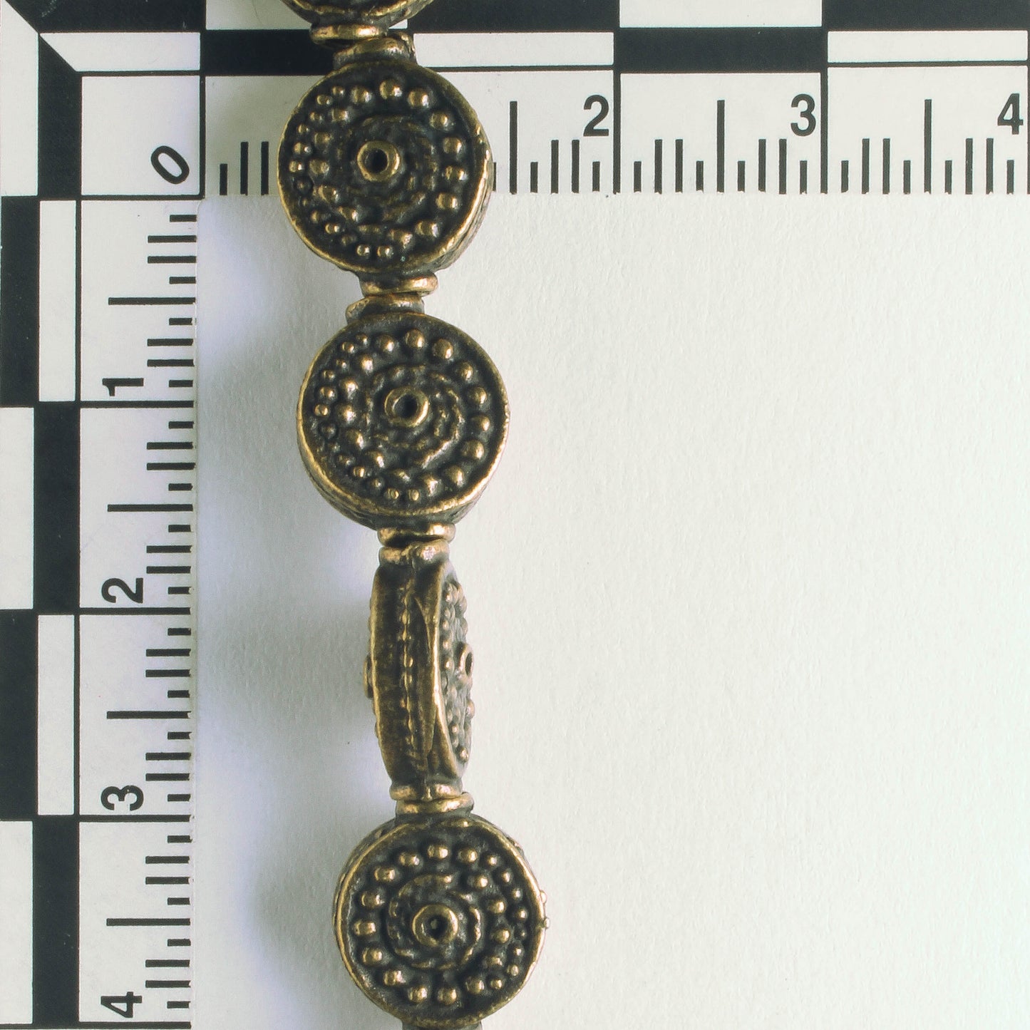 Pewter Beads, Brass Plated - 8" Strand