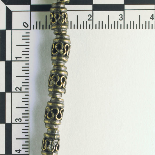 Pewter Beads, Brass Plated - 8" Strand