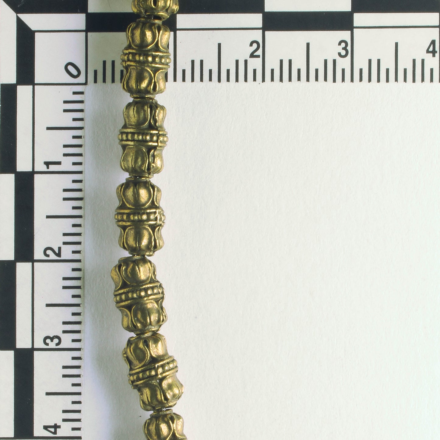 Pewter Beads, Brass Plated - 8" Strand