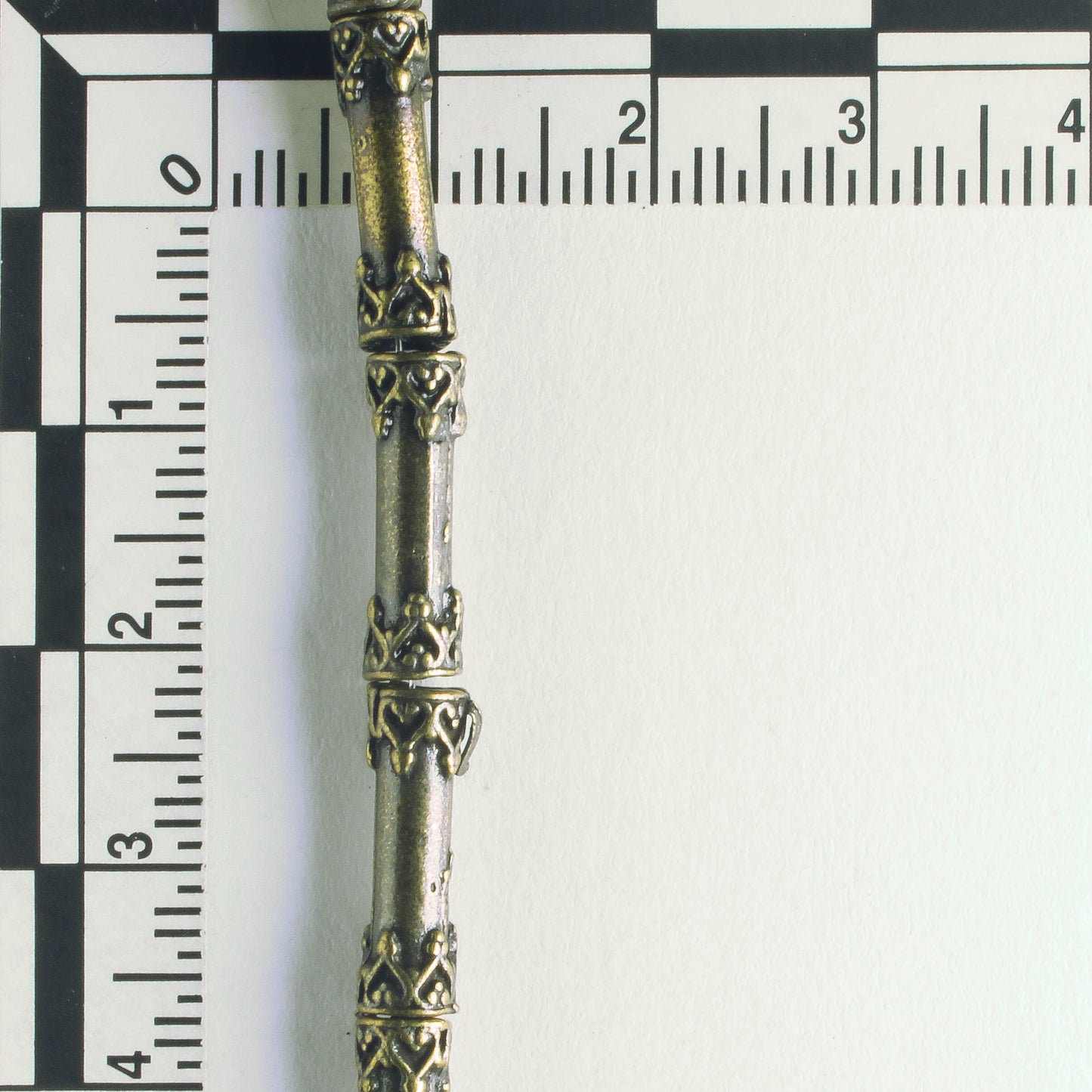 Pewter Beads, Brass Plated - 8" Strand