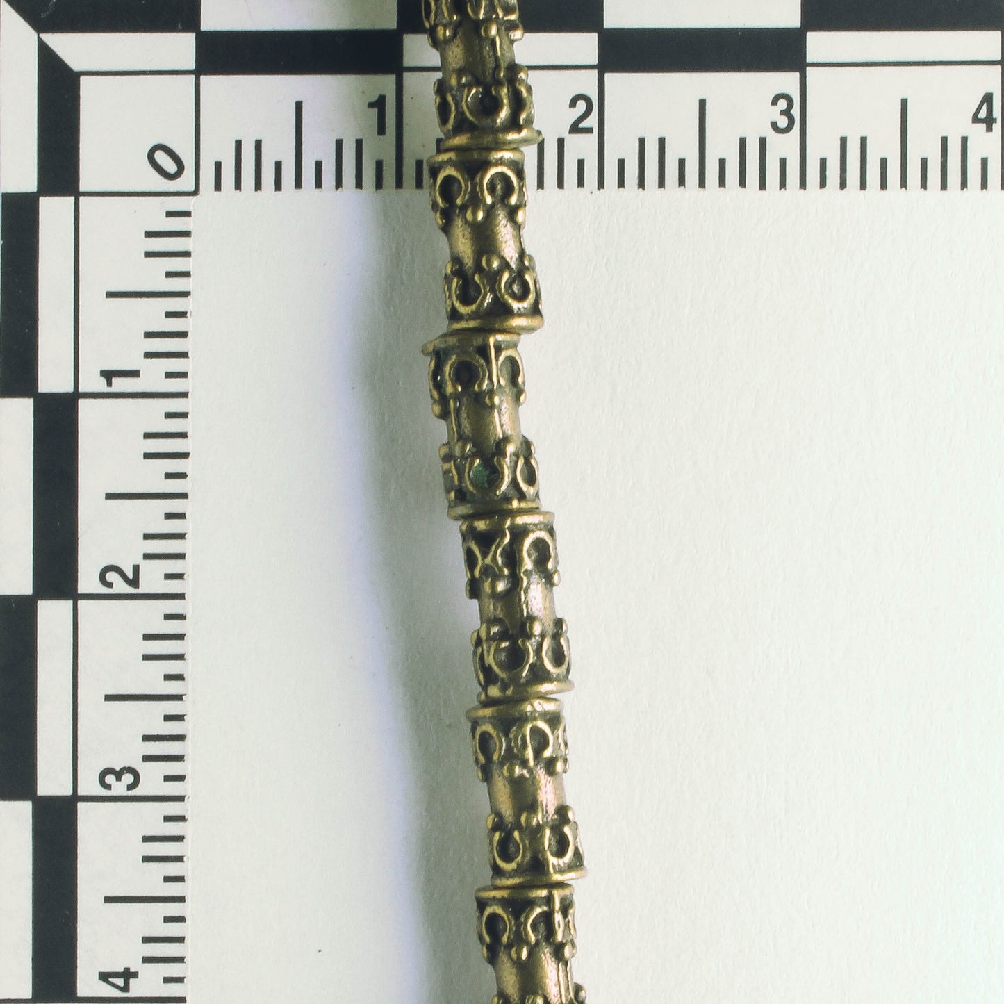 Pewter Beads, Brass Plated - 8" Strand