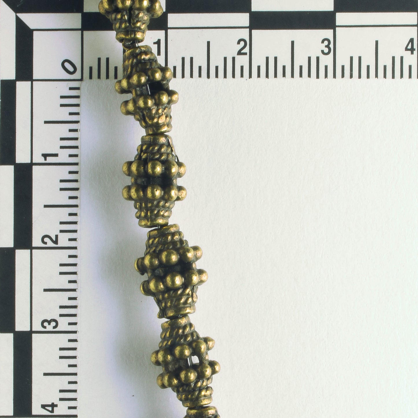 Pewter Beads, Brass Plated - 8" Strand