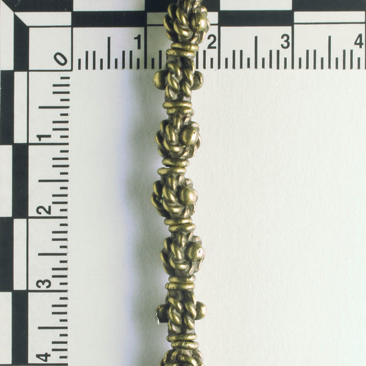 Pewter Beads, Brass Plated - 8" Strand