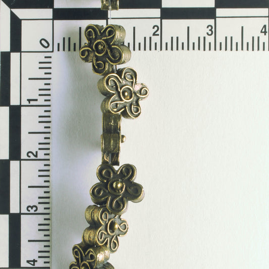 Pewter Beads, Brass Plated - 8" Strand
