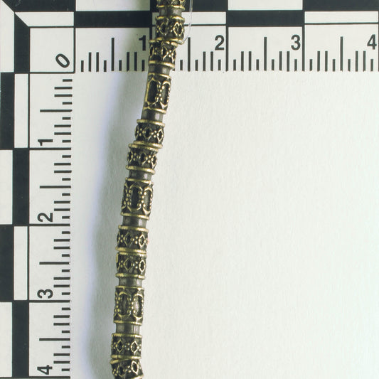 Pewter Beads, Brass Plated - 8" Strand