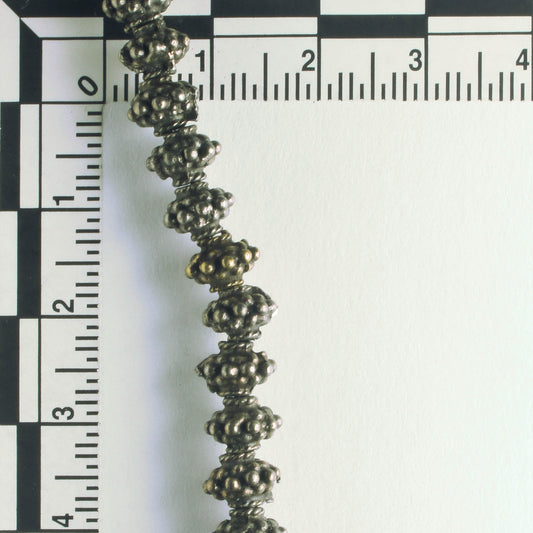 Pewter Beads, Brass Plated - 8" Strand