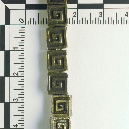 Pewter Beads, Brass Plated - 8" Strand