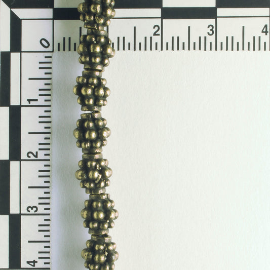 Pewter Beads, Brass plated - 8" Strand