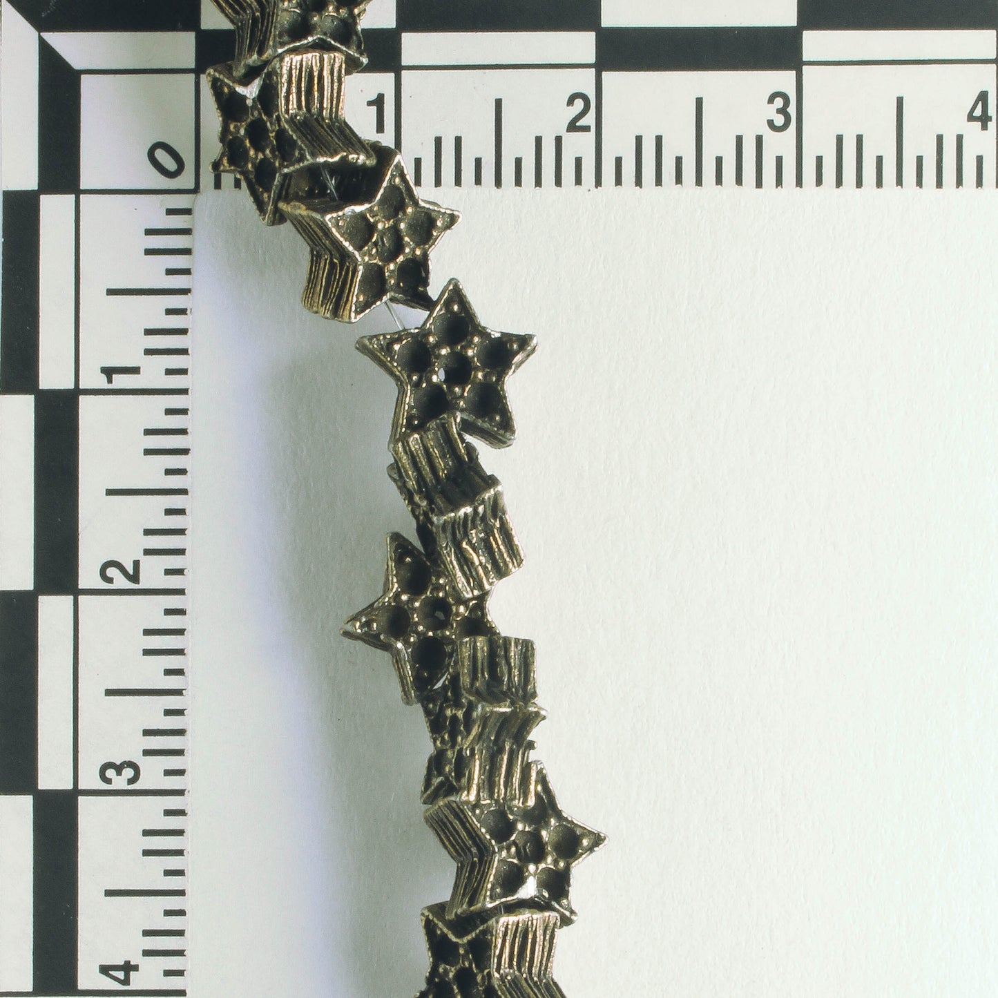 Pewter Beads, Brass Plated - 8" Strand