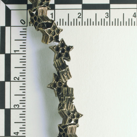 Pewter Beads, Brass Plated - 8" Strand