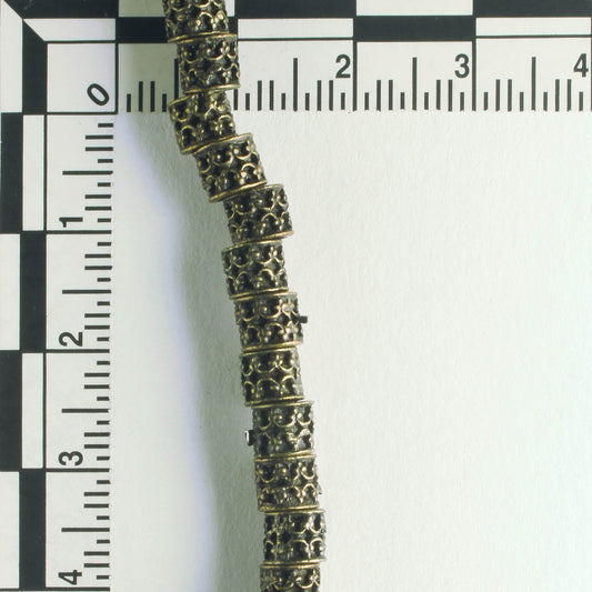 Pewter Beads, Brass Plated - 8" Strand