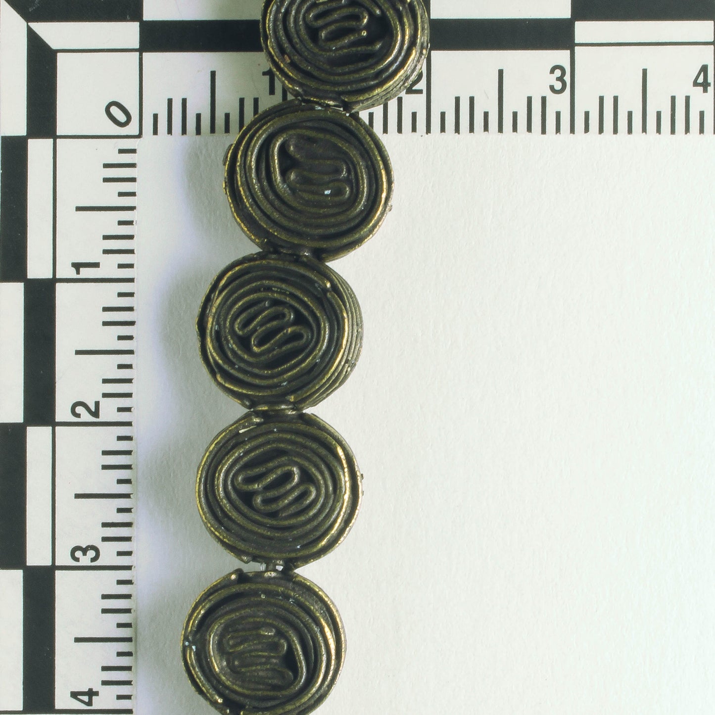 Pewter Beads, Brass Plated - 8" Strand